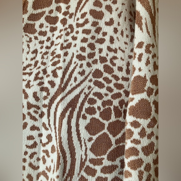 Ann Taylor Animal Print Cardigan, Lt Terracotta/White, Sz. SP - Picture 4 of 8